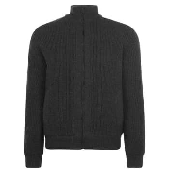 Kangol Funnel Zip Knit Jumper Mens - Charcoal Marl