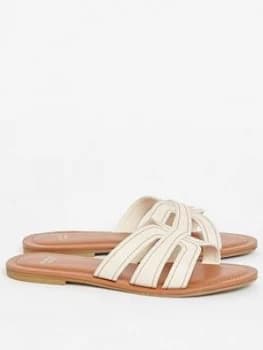 Evans Extra Wide Fit Interwoven Slider - Ivory, Size 4, Women