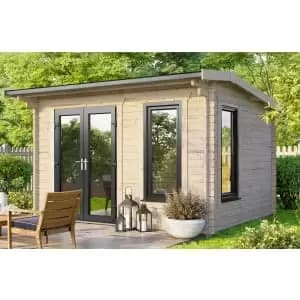 Power Sheds 12 x 8ft Left Hand Door Apex Notched Logs Log Cabin