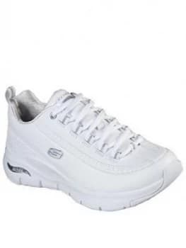 Skechers Citi Drive Arch Fit Trainer - White/Silver, White/Silver, Size 4, Women