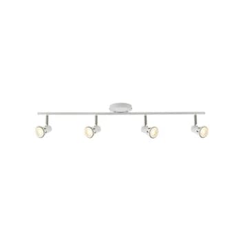 Saxby Krius - 4 Light Spotlight Bar Gloss White, Satin Chrome Plate, GU10