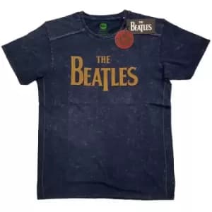 The Beatles - Drop T Logo Unisex XX-Large Snow Wash T-Shirt - Blue
