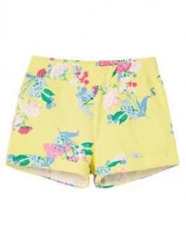 Joules Girls Kittiwake Floral Jersey Shorts - Yellow, Size Age: 11-12 Years, Women