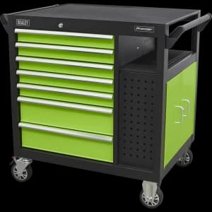 Sealey 7 Drawer Roller Cabinet Workstation Black / Green