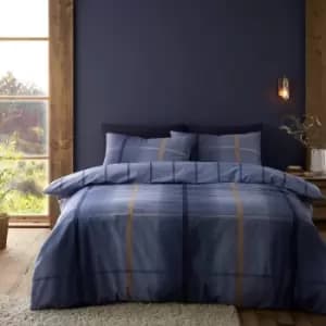 Catherine Lansfield Melrose Tweed 100% Brushed Cotton Duvet Cover & Pillowcase Set Blue