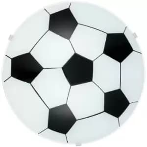 Eglo - Junior 1 - 1 Light Children'S Flush Wall / Ceiling Light White - Football Design, E27