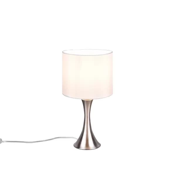 Sabia Modern 20cm Table Lamp with Round Shade Nickel Matt