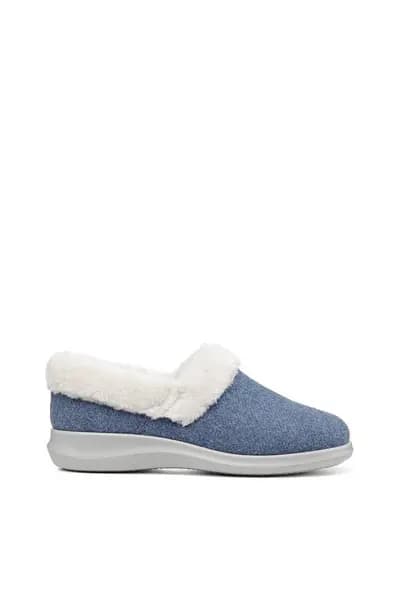 Hotter 'Snug' Organic Wool Slippers Mid Blue