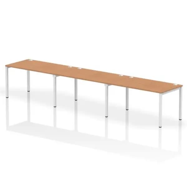 Impulse Bench Single Row 3 Person 1400 White Frame Office Bench Desk Oak