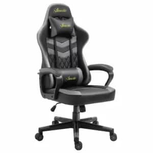 Alma Faux Leather Gaming Chair with Lumbar Support, Black/Grey