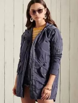 Superdry Military Parka Coat - Blue Size 12, Women