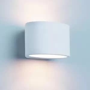 Netlighting Gypsum 1 Light Up & Down Wall Light Paintable Oval White Plaster, G9