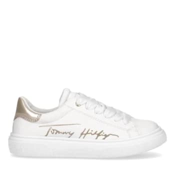Tommy Hilfiger Girls Signature Logo Trainers - White