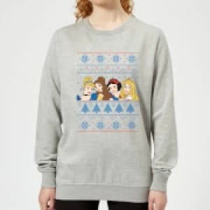 Disney Princess Faces Womens Christmas Sweatshirt - Grey - 3XL