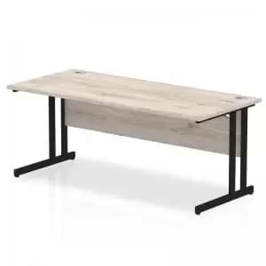 Impulse 1800 x 800mm Straight Desk Grey Oak Top Black Cantilever Leg