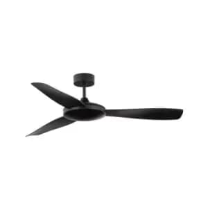 Lethbridge Ceiling Fan Aluminium Matt Black, Glass 3ABS Black Blades - Merano