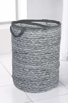 Pop Up Laundry Bin Grey Wicker Print