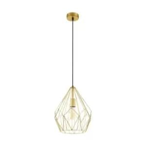 Hanging Ceiling Pendant Light Gold Wire Cage 1x 60W E27 Hallway Feature Lamp