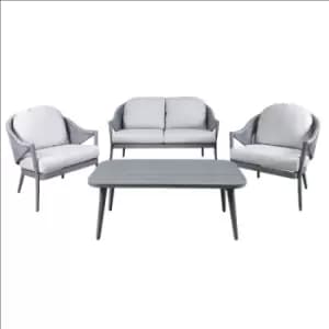 Dellonda Echo 4 Piece Aluminium Outdoor Garden Sofa Arm Chair & Coffee Table Set