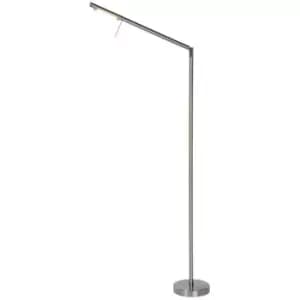 Lucide BERGAMO - Floor Reading Lamp - LED Dim. - 1x7,2W 3000K - Satin Chrome