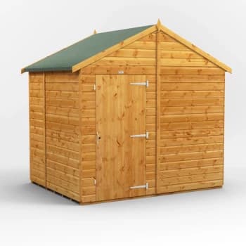 6x8 Power Windowless Apex Garden Shed - Brown