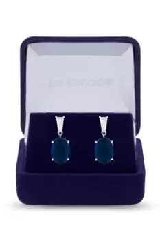 Rhodium Plated Cubic Zirconia Crystal And Blue Earrings - Gift Boxed