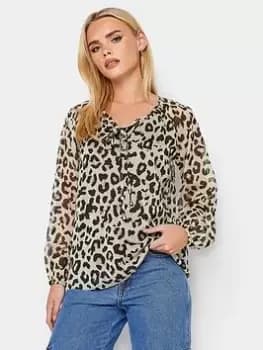 PixieGirl Petite Animal Tie Neck Top, Natural, Size 10, Women