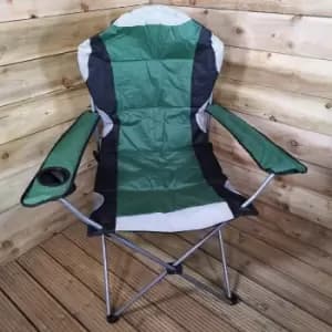 Luxury Padded High Back Folding Outdoor / Camping / Fishing Chair in Green