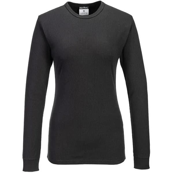 Portwest Womens Long Sleeve Thermal Baselayer T Shirt B126BKRM Colour: Black