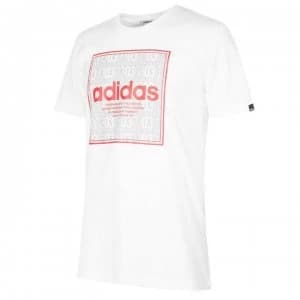adidas Box Linear Mens T-Shirt - Wht/Grey/Red