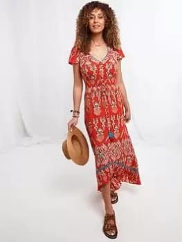 Joe Browns Joe Browns Dippy Hem Setting Sun Dress Orange, Size 12, Women