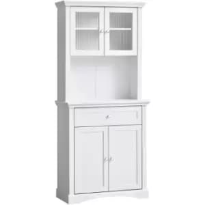 Kitchen Cupboard Storage Cabinet with Drawer, Doors and Shelves, White - White - Homcom