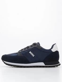 BOSS Parkour Mix Fabric Runner Trainers - Navy, Size 10, Men