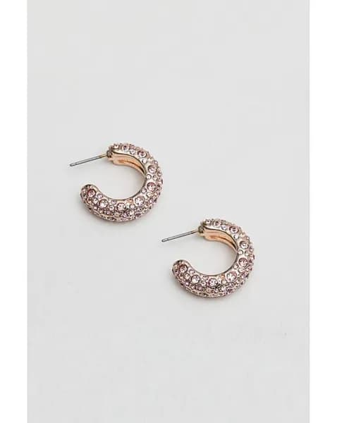 Mood Crystal Chubby Hoop Earrings