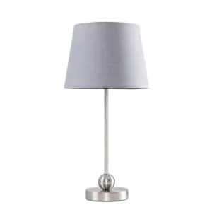 Theydon Chrome Table Lamp with Grey Aspen Shade