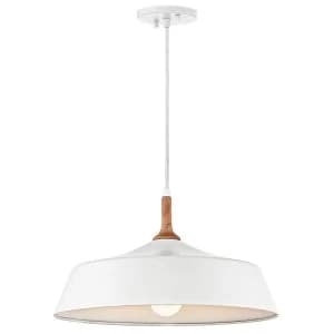 1 Light Dome Ceiling Pendant Light White, E27