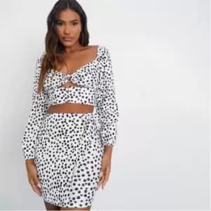 I Saw It First Spot Print Wrap Mini Skirt - White