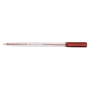 5 Star Office Ball Pen Clear Barrel Medium 1.0mm Tip 0.7mm Line Red Pack of 20