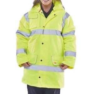 BSeen High Vis Fleece Lined Traffic Jacket 3XL Saturn Yellow Ref