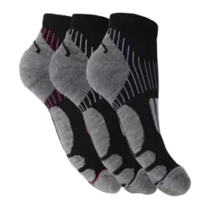 Womens/Ladies Cycling Socks (3 Pairs) (4-7 UK) (BLACK/GREY)