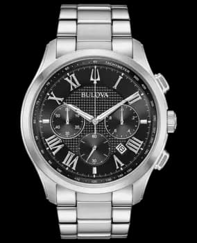 Bulova Classic Black Dial Steel Mens Watch 96B288 96B288