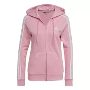 adidas Essentials French Terry 3-Stripes Full-Zip Hoodie - True Pink / White