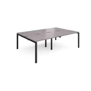 Adapt double back to back desks 2400mm x 1600mm - Black frame and grey oak top