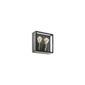 Faro Pomo - Outdoor Box Wall Lamp Dark Grey 2x E27 IP65
