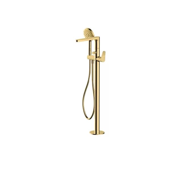 RAK Petit Round Floorstanding Bath Shower Mixer - Brushed Gold