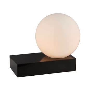 Merano Novara Table Lamp Black Marble & Gloss Opal Glass
