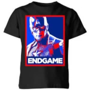 Avengers Endgame Captain America Poster Kids T-Shirt - Black - 11-12 Years