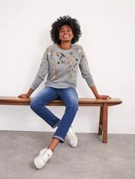 White Stuff Laundered Embroidered Sweat Top -