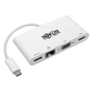 Tripp Lite U444-06N-HV4GU USB-C Multiport Adapter - 4K HDMI VGA USB-A GbE HDCP White