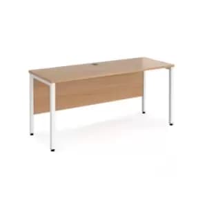 Office Desk 1600mm Rectangular Desk With Bench Leg Beech Tops With White Frames 600mm Depth Maestro 25